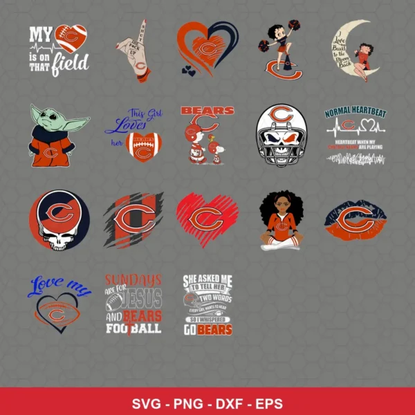 cartoon Bears player SVG expressing team pride featuring bears logo for Cricut and Silhouette