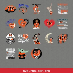 modern cartoon Bengals player SVG expressing team pride featuring bengals logo for Cricut and Silhouette
