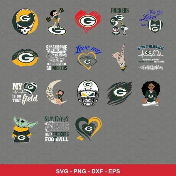 modern cartoon Packers player SVG expressing team pride featuring packers logo for Cricut and Silhouette