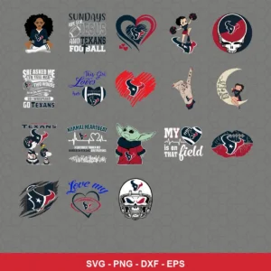 modern cartoon Texans player SVG expressing team pride featuring texans logo for Cricut and Silhouette