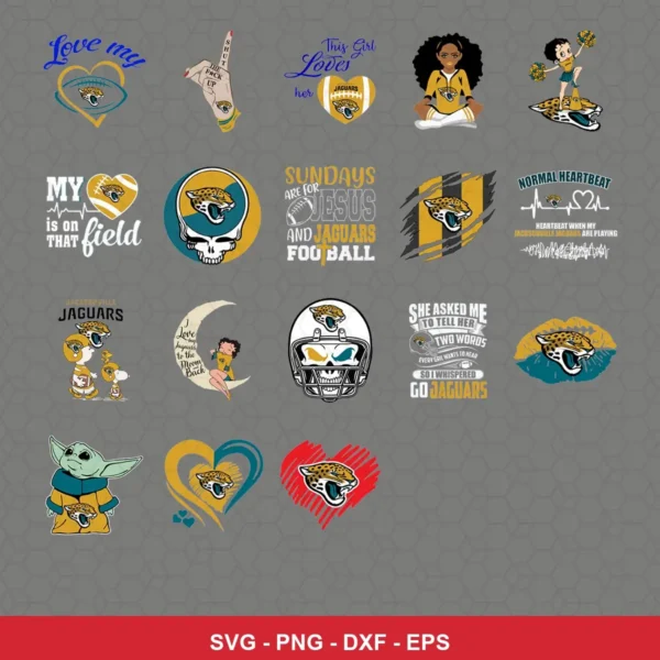 modern cartoon Jaguars player SVG expressing team pride featuring jaguars logo for Cricut and Silhouette