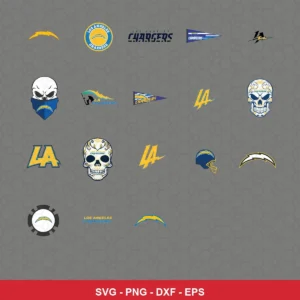 modern cartoon Chargers player SVG expressing neutral featuring chargers logo for Cricut and Silhouette