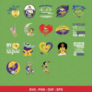 cartoon Vikings player SVG expressing team pride featuring vikings logo for Cricut and Silhouette