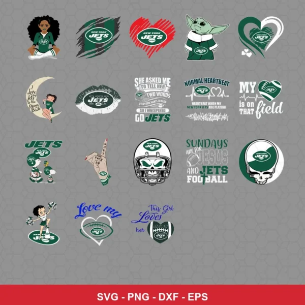 modern cartoon Jets player SVG expressing team pride for Cricut and Silhouette