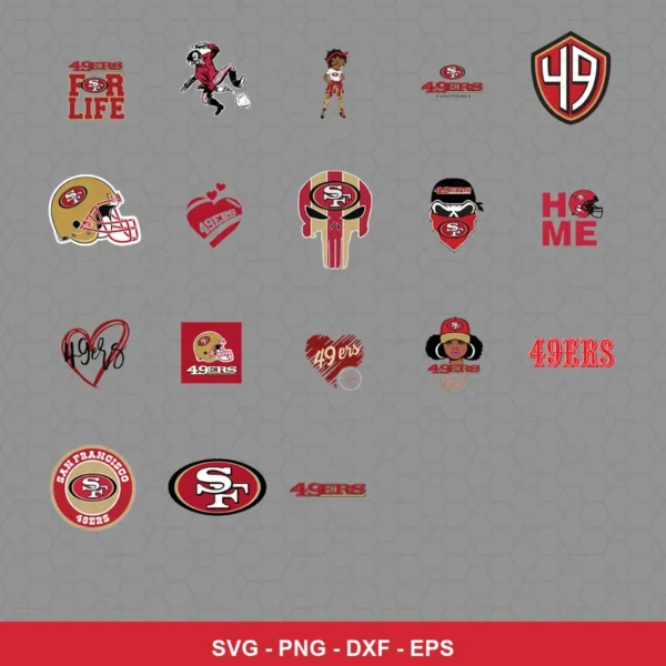 modern cartoon 49ers player SVG expressing team pride featuring 49ers logo for Cricut and Silhouette