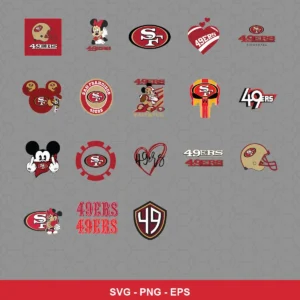 cartoon 49ers player SVG expressing neutral featuring 49ers logo for Cricut and Silhouette