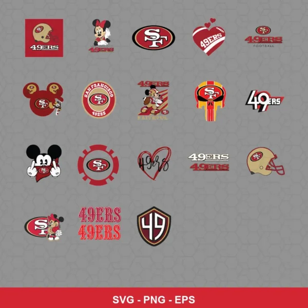 cartoon 49ers player SVG expressing neutral featuring 49ers logo for Cricut and Silhouette