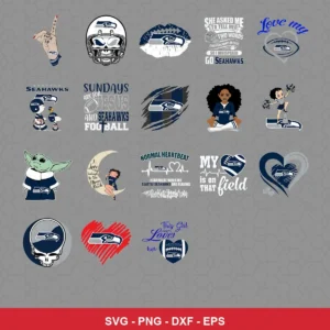 modern cartoon Seahawks player SVG expressing team pride featuring seahawks logo for Cricut and Silhouette