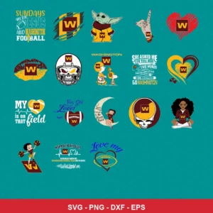 modern cartoon Commanders player SVG expressing team pride featuring washington logo for Cricut and Silhouette