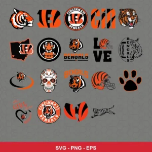 modern cartoon Bengals player SVG expressing team pride featuring bengals logo for Cricut and Silhouette