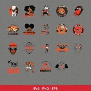modern cartoon Browns player SVG expressing team pride featuring browns logo for Cricut and Silhouette