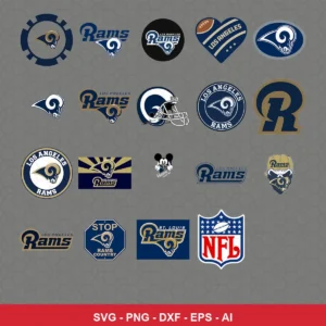 modern Rams player SVG expressing none featuring team logos for Cricut and Silhouette