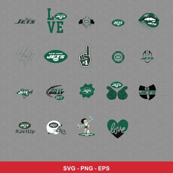 modern and playful Jets player SVG expressing team pride featuring team logos for Cricut and Silhouette