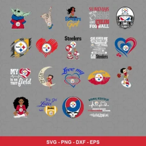 cartoon Steelers player SVG expressing team pride featuring steelers logo for Cricut and Silhouette