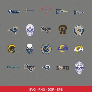 modern Rams player SVG expressing N/A featuring team logos for Cricut and Silhouette