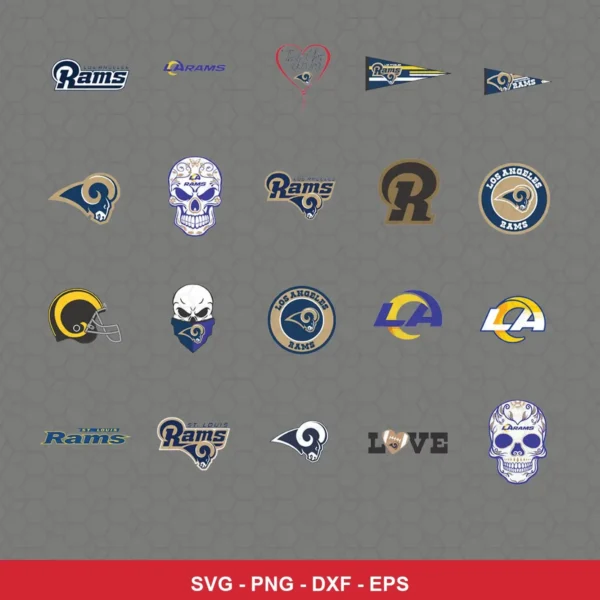 modern Rams player SVG expressing N/A featuring team logos for Cricut and Silhouette