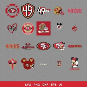 modern cartoon 49ers player SVG expressing team pride featuring 49ers logo for Cricut and Silhouette