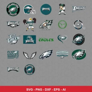 modern cartoon Eagles player SVG expressing team pride featuring eagles logo for Cricut and Silhouette