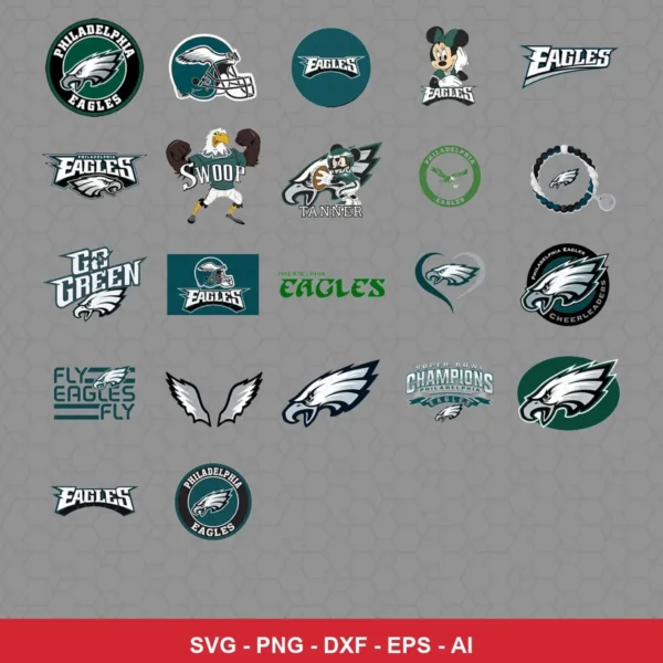 modern cartoon Eagles player SVG expressing team pride featuring eagles logo for Cricut and Silhouette