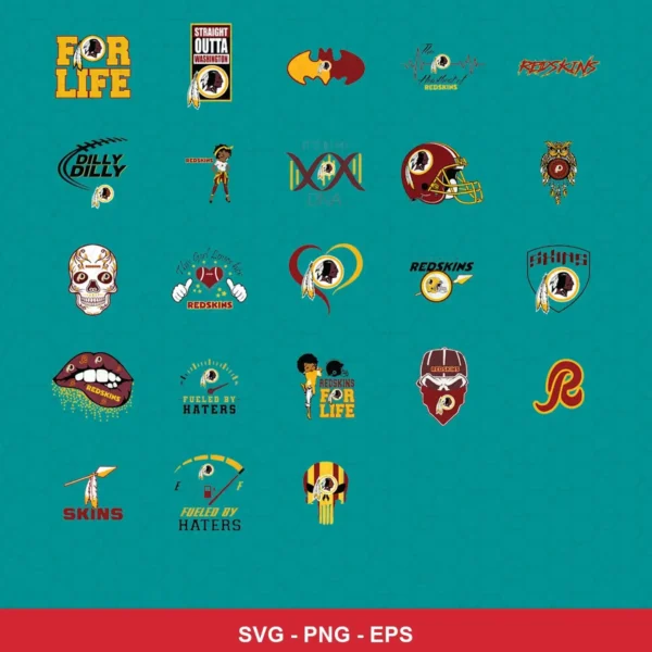 modern cartoon Commanders player SVG expressing team pride featuring team logos for Cricut and Silhouette