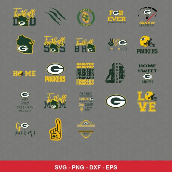 modern and playful Packers player SVG expressing team pride featuring packers logo for Cricut and Silhouette
