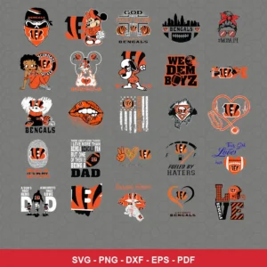 cartoon Bengals player SVG expressing team pride featuring bengals logo for Cricut and Silhouette