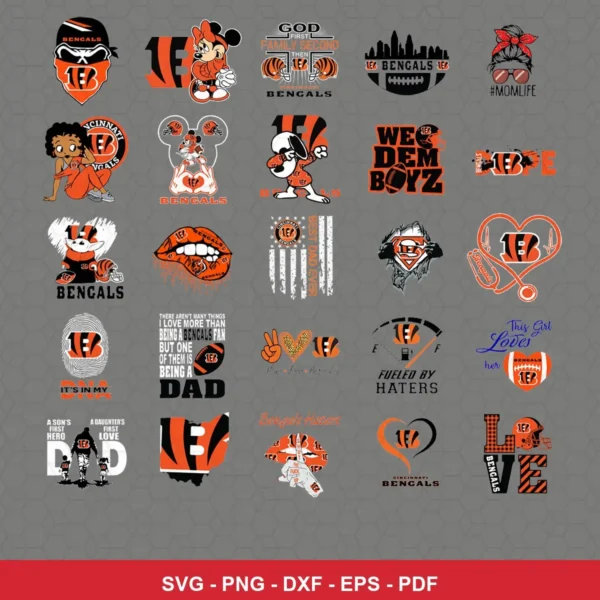 cartoon Bengals player SVG expressing team pride featuring bengals logo for Cricut and Silhouette