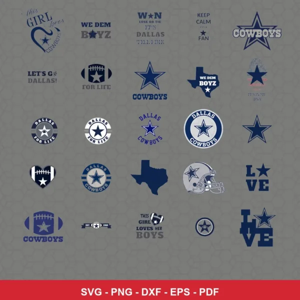 modern Cowboys player SVG expressing team pride featuring star logo for Cricut and Silhouette