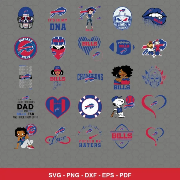 modern cartoon Bills player SVG expressing team pride for Cricut and Silhouette