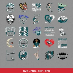 modern cartoon Eagles player SVG expressing team pride featuring eagles logo for Cricut and Silhouette
