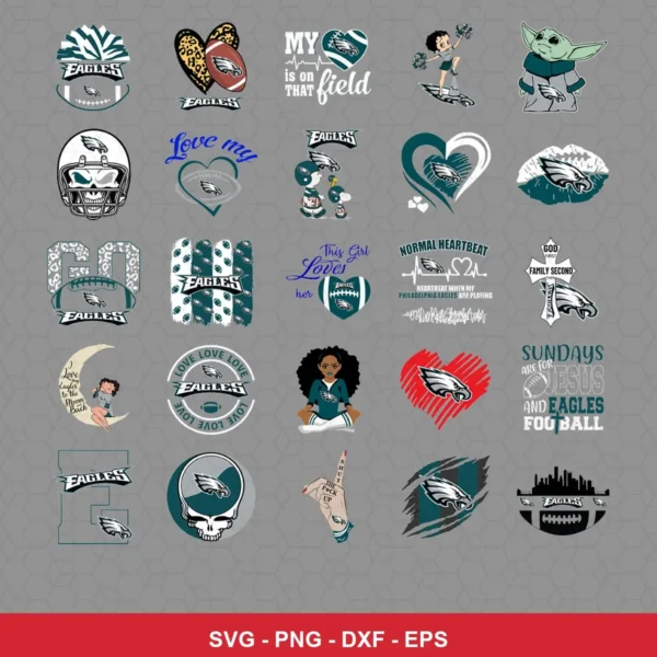modern cartoon Eagles player SVG expressing team pride featuring eagles logo for Cricut and Silhouette