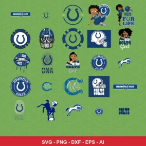 modern cartoon Colts player SVG expressing team pride featuring colts logo for Cricut and Silhouette