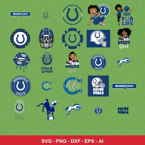 modern cartoon Colts player SVG expressing team pride featuring colts logo for Cricut and Silhouette