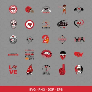 modern cartoon Buccaneers player SVG expressing team pride featuring buccaneers logo for Cricut and Silhouette