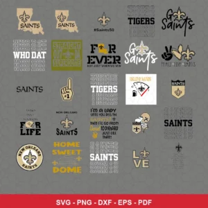 modern and playful Saints player SVG expressing team pride featuring saints logo for Cricut and Silhouette