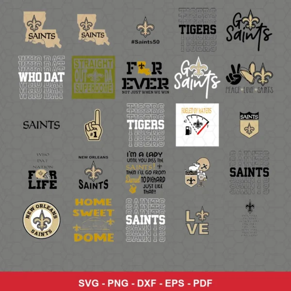 modern and playful Saints player SVG expressing team pride featuring saints logo for Cricut and Silhouette