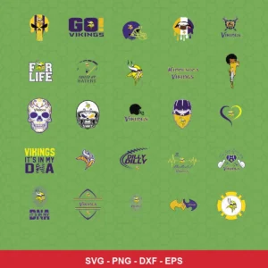 modern cartoon Vikings player SVG expressing team pride featuring vikings logo for Cricut and Silhouette