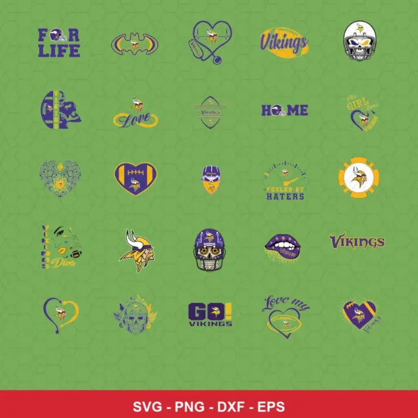 modern and playful Vikings player SVG expressing team pride featuring vikings logo for Cricut and Silhouette