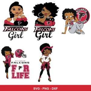 cartoon, modern, character-driven Falcons player SVG expressing team pride and fandom for Cricut and Silhouette
