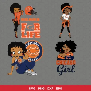 cartoon Bears player SVG expressing team pride featuring female characters for Cricut and Silhouette