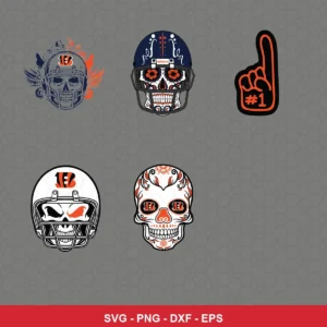 modern, graphic, sports-themed Bengals player SVG expressing N/A featuring skull for Cricut and Silhouette