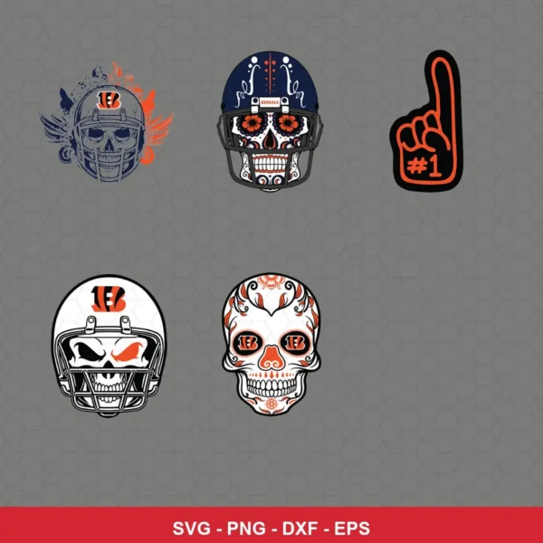 modern, graphic, sports-themed Bengals player SVG expressing N/A featuring skull for Cricut and Silhouette
