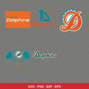modern cartoon Dolphins player SVG expressing none featuring dolphins logo for Cricut and Silhouette