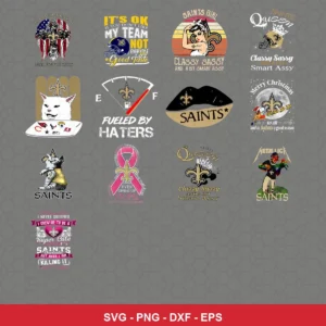 cartoon Saints player SVG expressing team pride featuring saints logo for Cricut and Silhouette