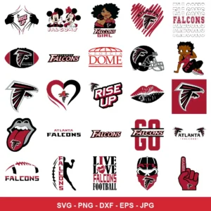 modern cartoon and graphic logo style with playful and bold elements Falcons player SVG for Cricut and Silhouette