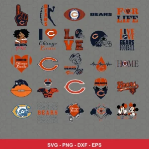modern cartoon Bears player SVG expressing team pride featuring bears logo for Cricut and Silhouette