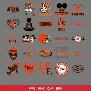 modern cartoon Browns player SVG expressing team pride featuring browns logo for Cricut and Silhouette