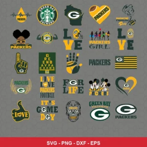 modern and playful Packers player SVG expressing team pride featuring packers logo for Cricut and Silhouette