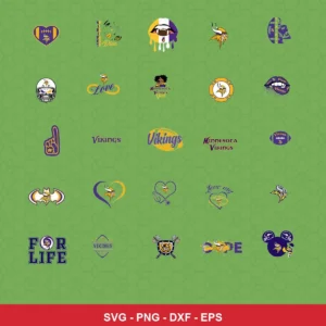 modern cartoon Vikings player SVG expressing team pride featuring vikings logo for Cricut and Silhouette