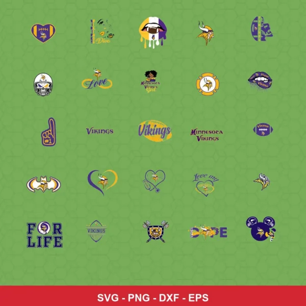 modern cartoon Vikings player SVG expressing team pride featuring vikings logo for Cricut and Silhouette